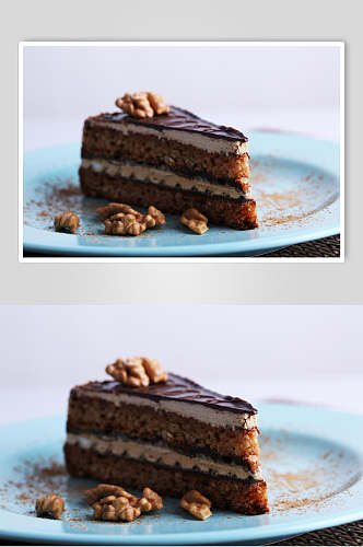 招牌美味巧克力吐司蛋糕摄影图片