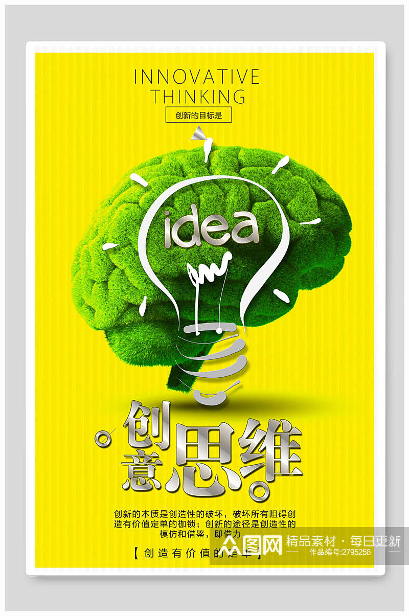 清新创意思维激励正能量企业文化海报素材