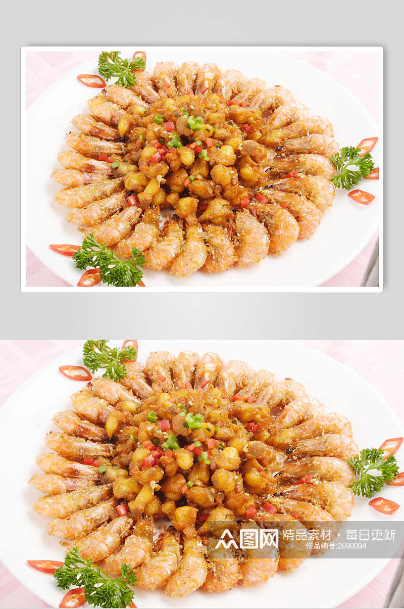 飘香明虾虾仁食物高清图片素材