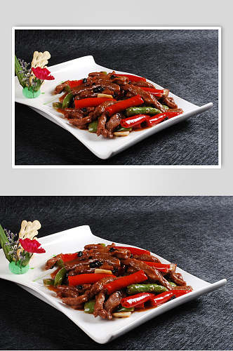 杭椒牛柳食物摄影图片