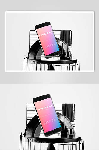 黑白渐变粉iPhone样机