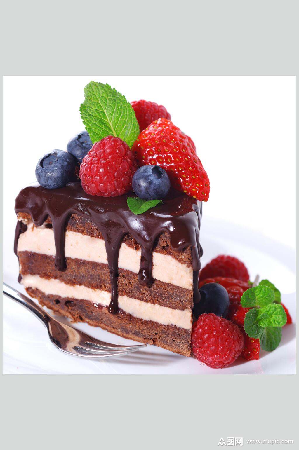 甜点鲜香水果蛋糕切件食物图片