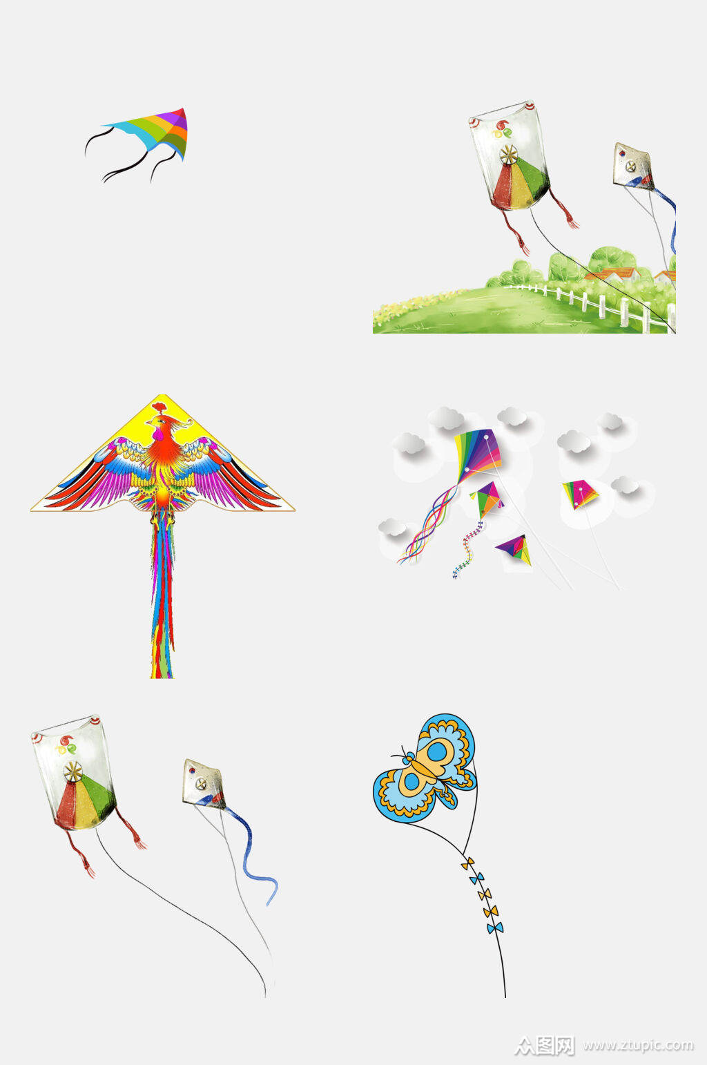 清新风筝免抠素材模板下载-编号2730852-众图网
