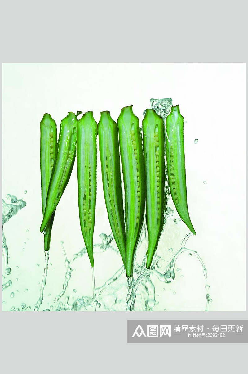 清新绿色秋葵蔬菜摄影图片素材