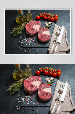 精选新鲜肉片牛排食物摄影图