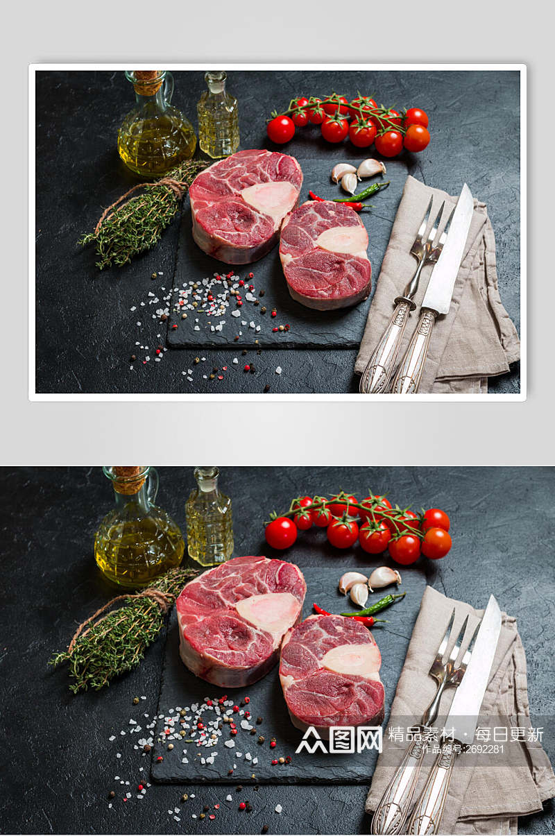 精选新鲜肉片牛排食物摄影图素材