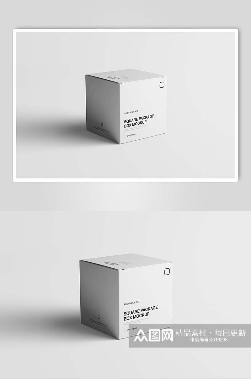 白色正方体高端包装盒子箱子样机素材