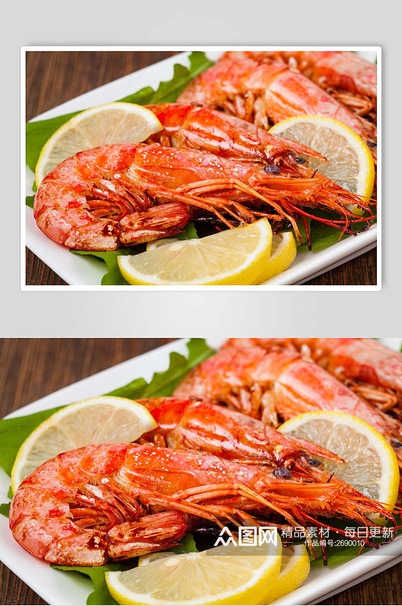 柠檬明虾虾仁食物高清图片素材