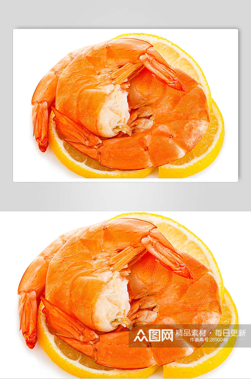 鲜香美味柠檬明虾虾仁食物高清图片素材