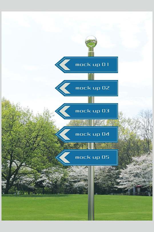 蓝色指路牌样机