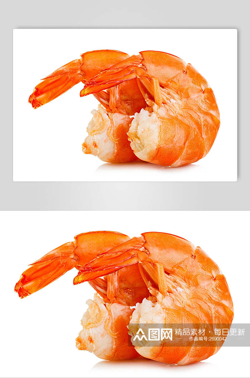 白底海鲜明虾虾仁食物高清图片素材
