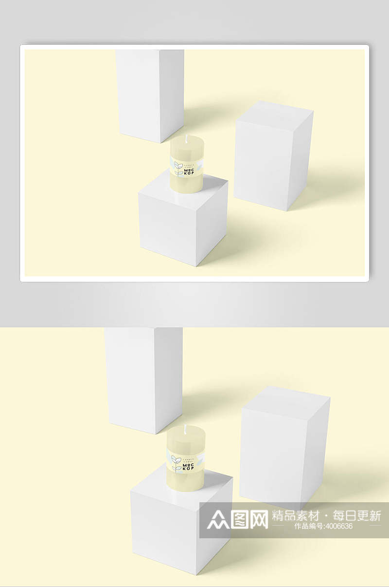 白色盒子蜡烛样机素材