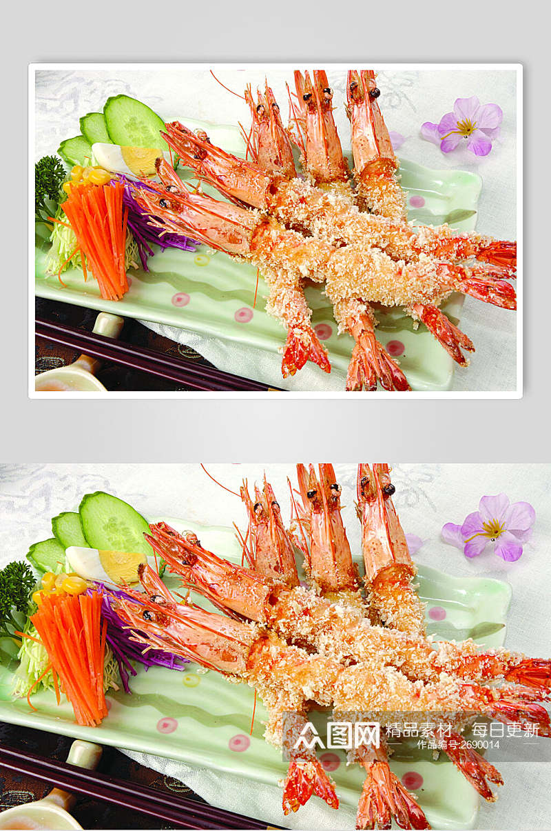 炸虾明虾虾仁食物高清图片素材