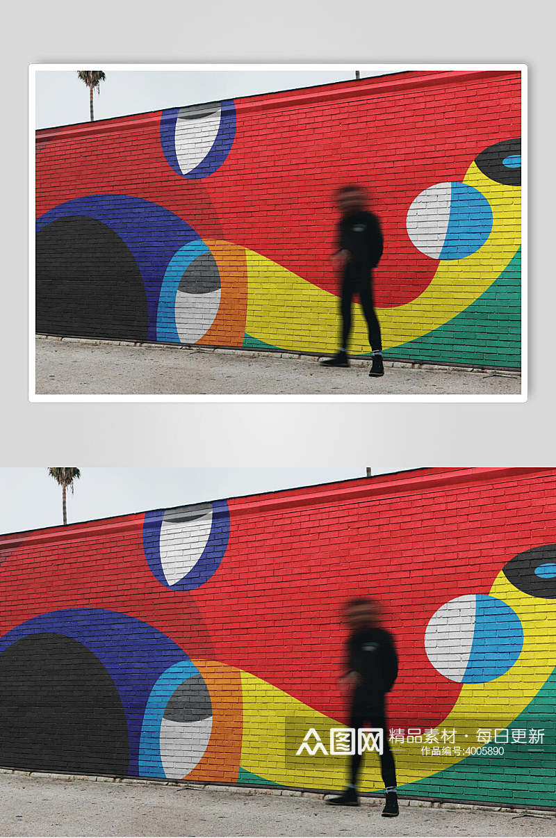 彩色户外墙绘广告样机素材
