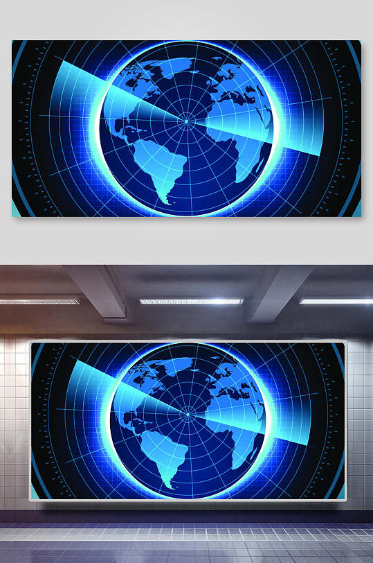 线条地图高端大气创意蓝色科技背景