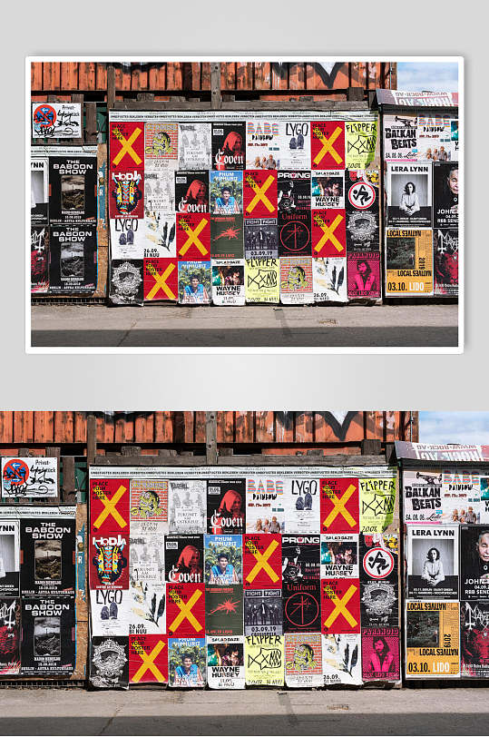 国外街边涂鸦街头海报展板样机