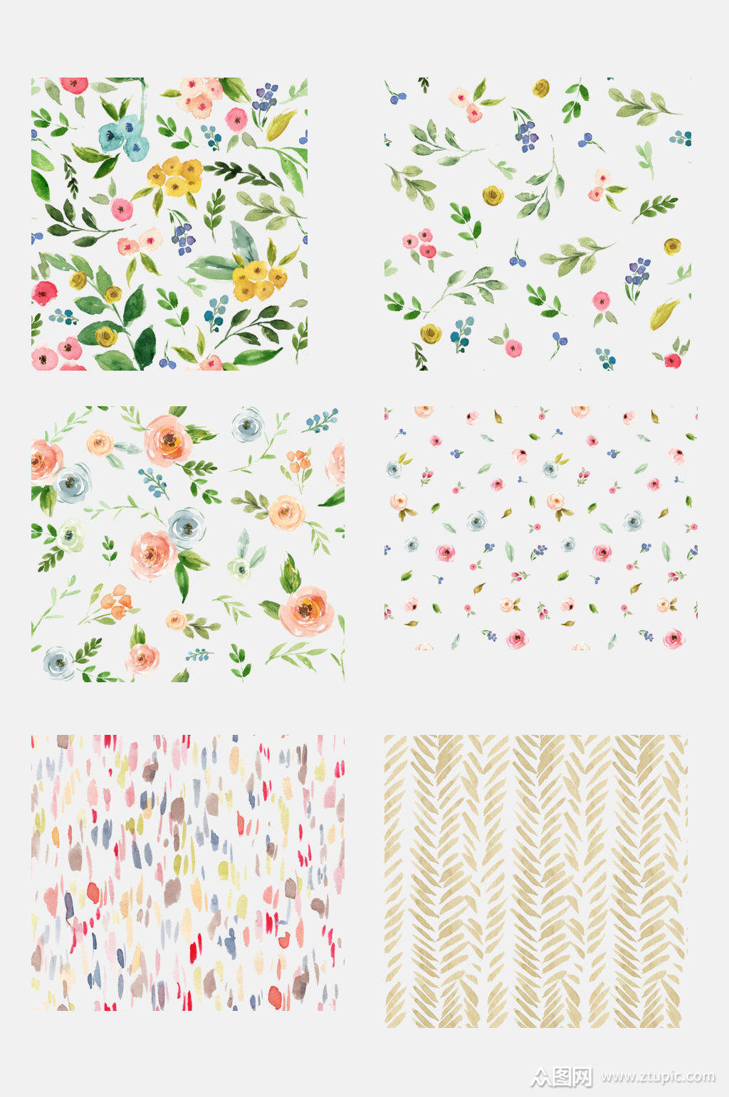 清新森系花卉图案免抠元素