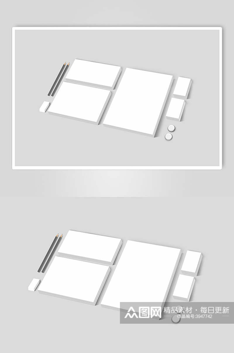 白色笔简约立体办公用品样机素材