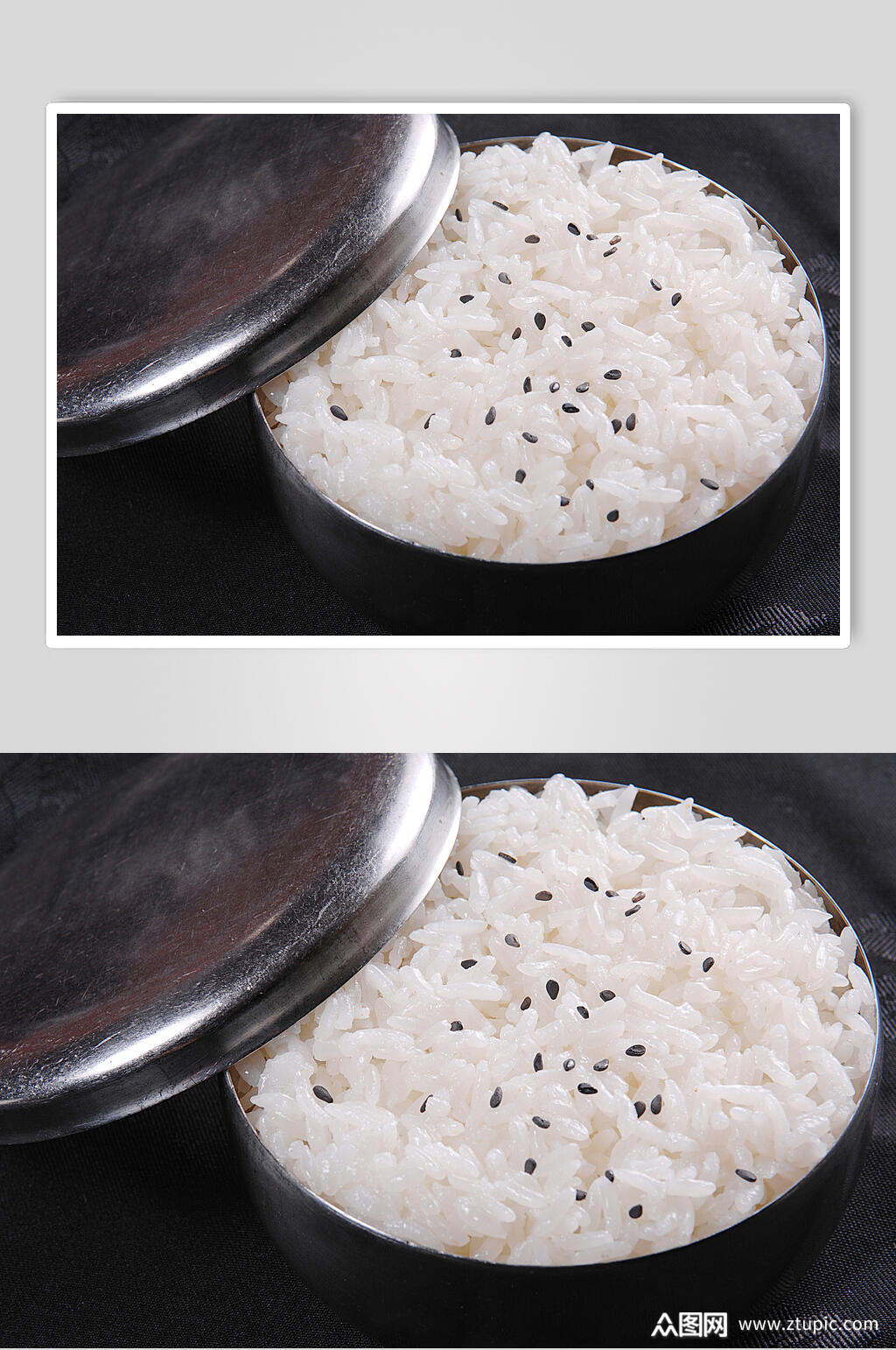 黑芝麻白米饭食品摄影图片