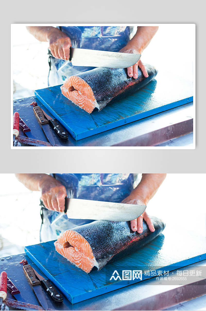 新鲜美味三文鱼水产品海鲜餐饮食品图片素材