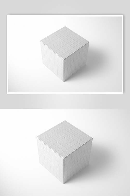 白色正方形购物盒子样机-众图网