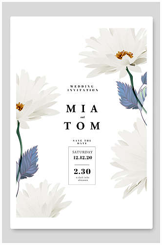 白色花卉英文艺术海报