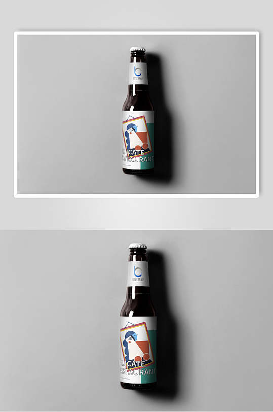 典雅大气植物啤酒瓶贴图样机