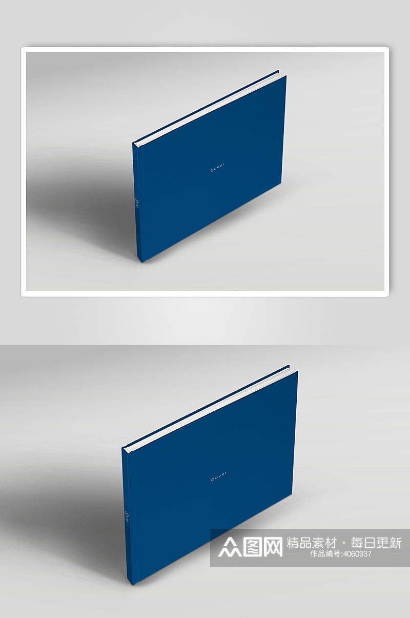 蓝色立体大气高端画册设计展示样机素材