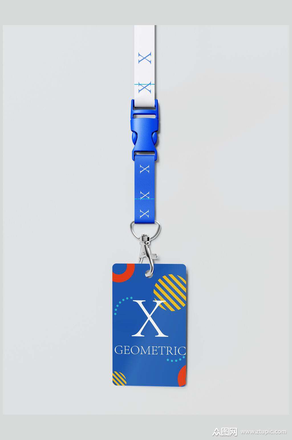 手绘创意大气线条工作证胸牌样机素材