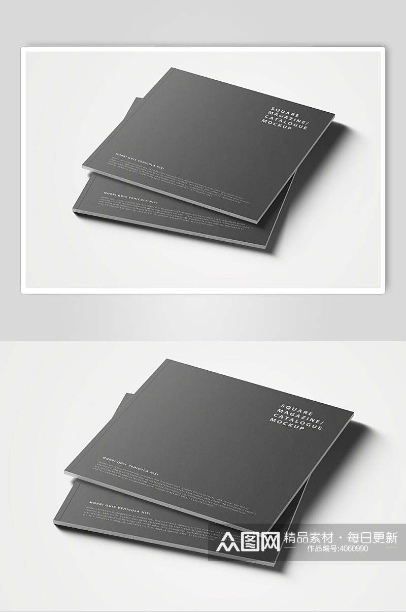 纸张黑色大气高端时尚画册设计样机素材