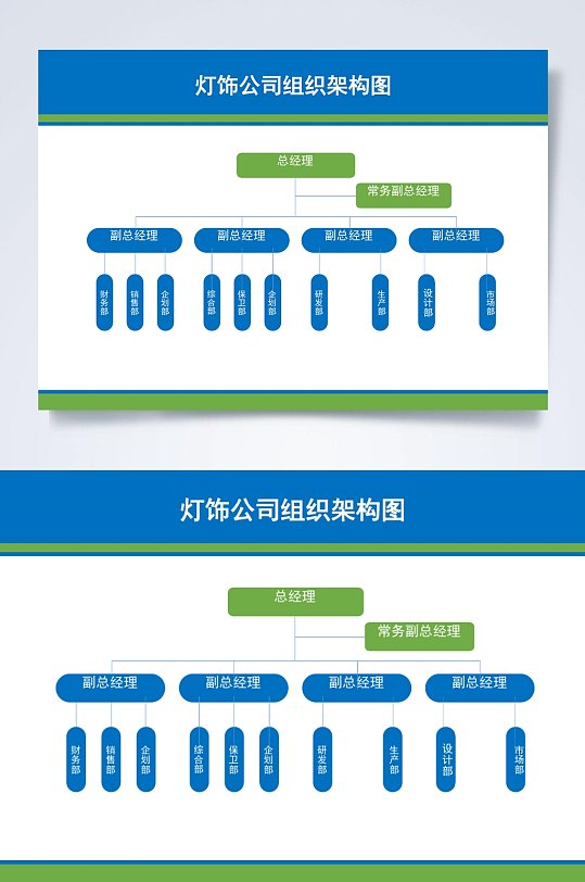 灯饰公司组织架构图横版WORD表-众图网