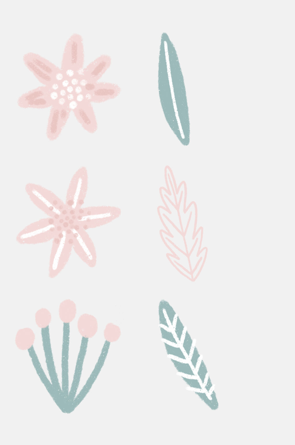 清新淡雅卡通花枝免抠元素