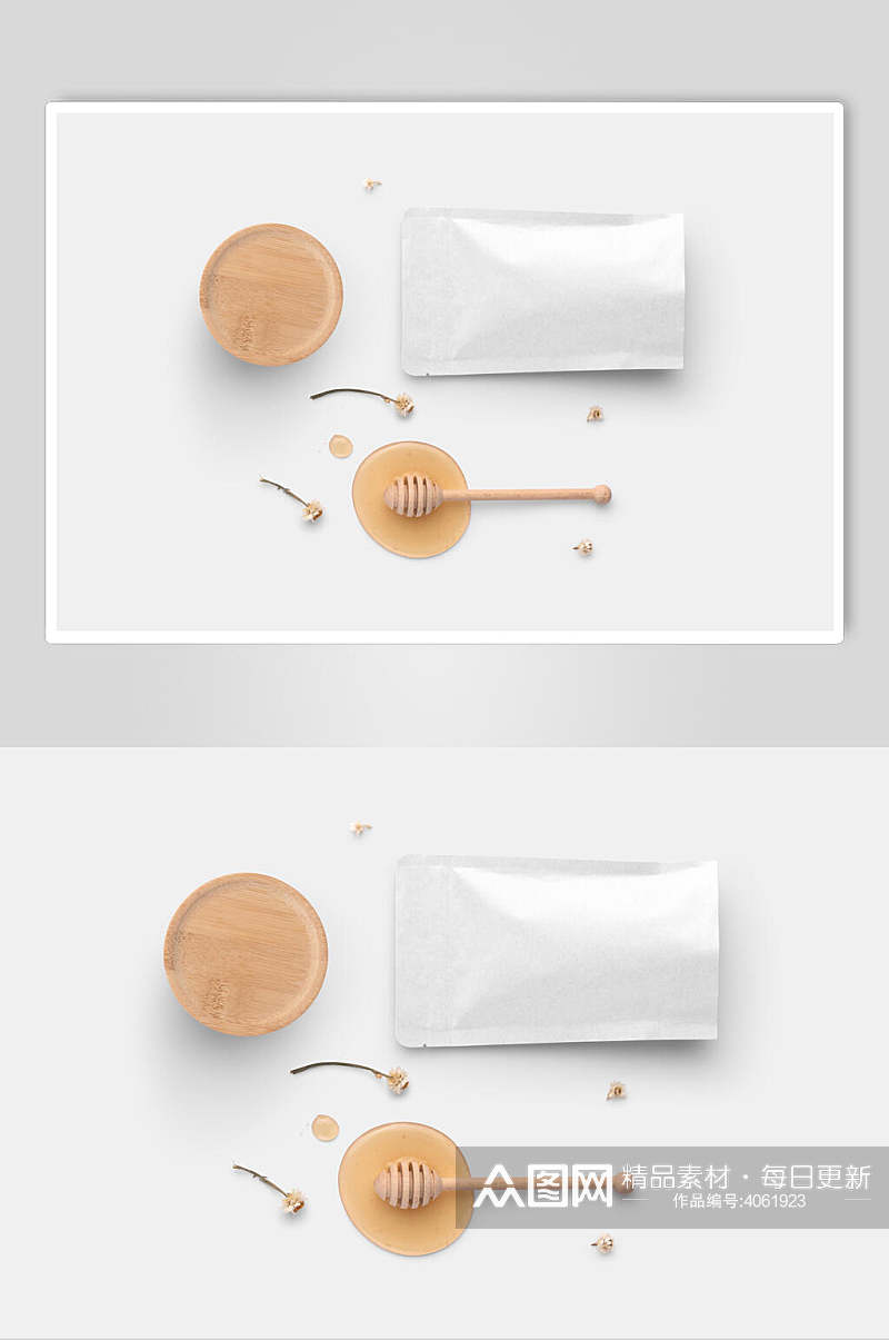 蜂蜜袋子简约茶叶品牌包装VI样机素材