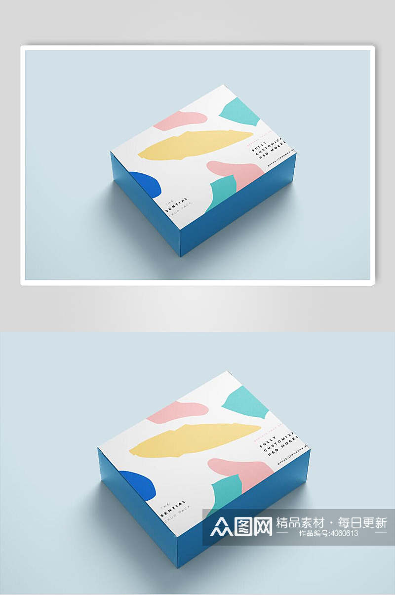 创意水彩水果月饼纸盒样机素材