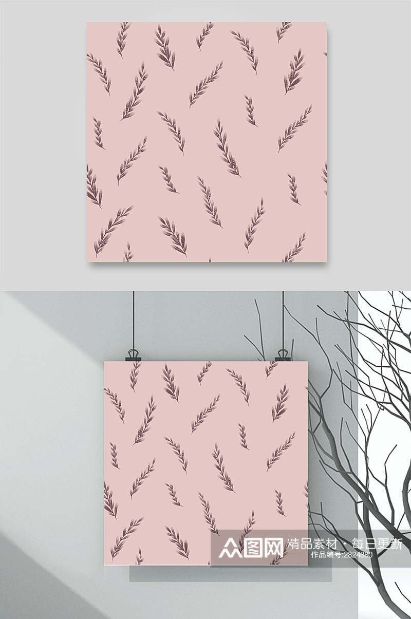 粉色树叶花卉设计素材素材