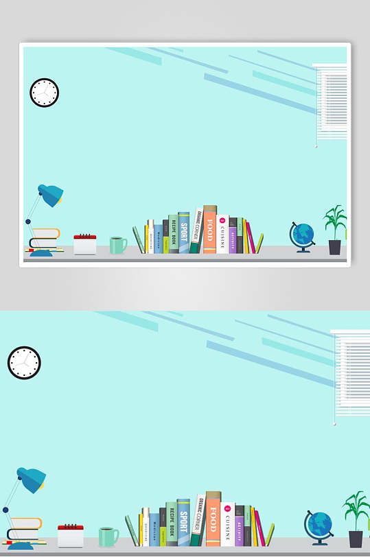 小清新书桌背景插画矢量素材