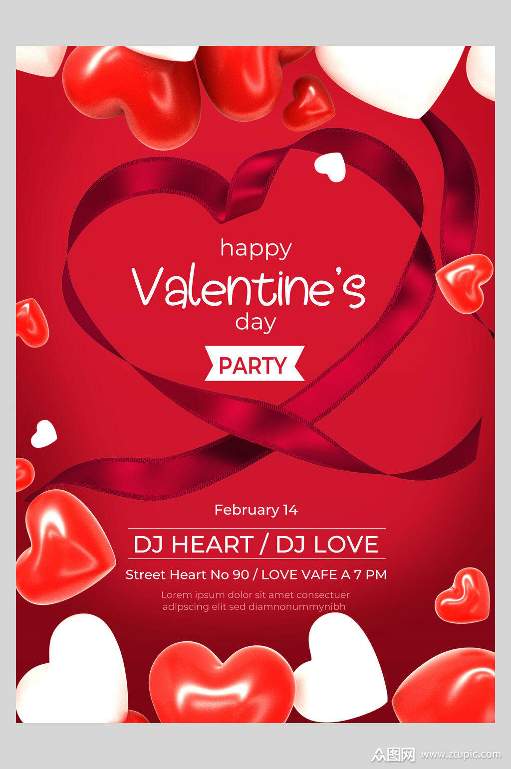 红色魅力情人节设计海报模板下载-编号2855054-众图网