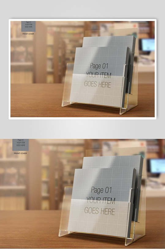 英文玻璃置物架电脑屏幕画册设计样机
