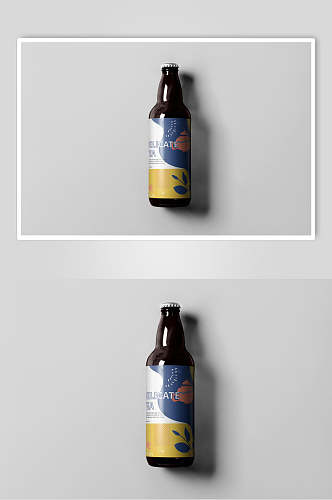 创意大气手绘植物啤酒瓶贴图样机