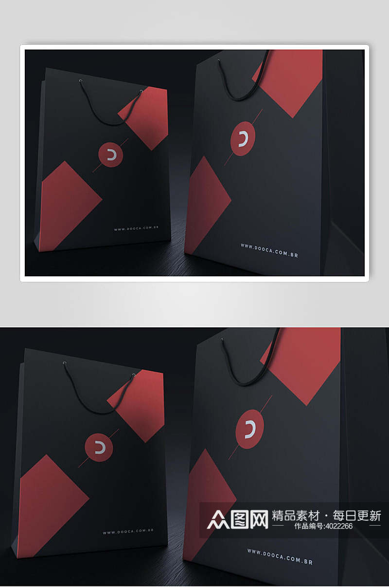 黑红袋子简约大气创意品牌VI样机素材
