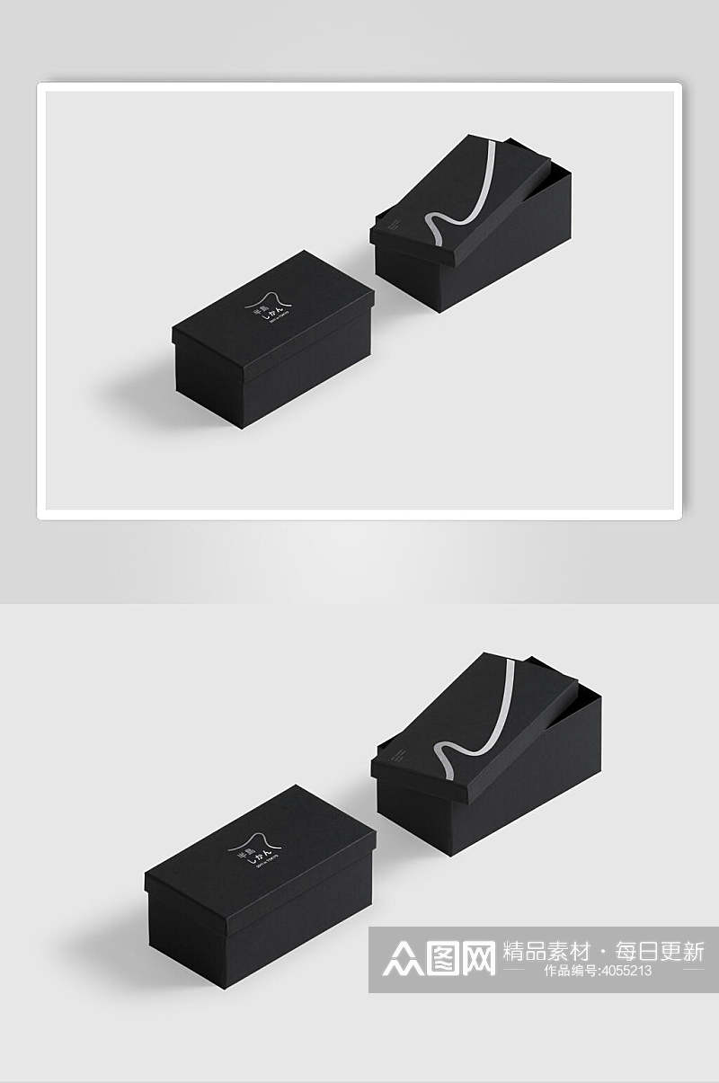 盒子黑色创意大气时尚极简贴图样机素材