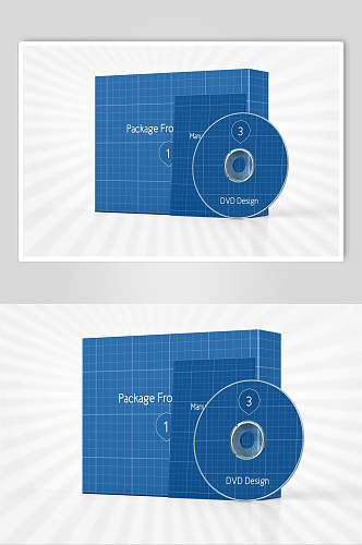 蓝色光盘创意大气方形包装纸盒样机