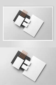 时尚简约灰白空白纸张卡片组合样机
