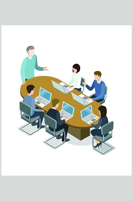 卡通商务办公会议生活场景素材