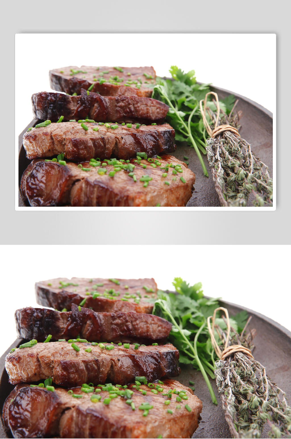 美味葱香烤肉牛排美食食物摄影图片素材