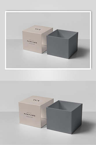 高级大气立体方块奢侈品包装盒样机