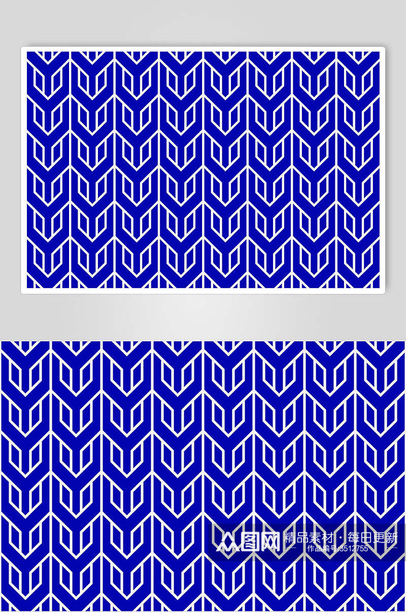 对称蓝色古典中式纹饰矢量素材素材