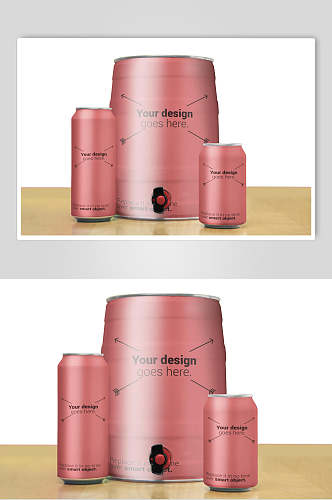 创意粉色英文啤酒品牌包装组合样机