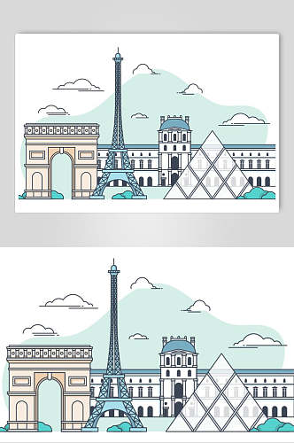 巴黎城市地标建筑矢量素材