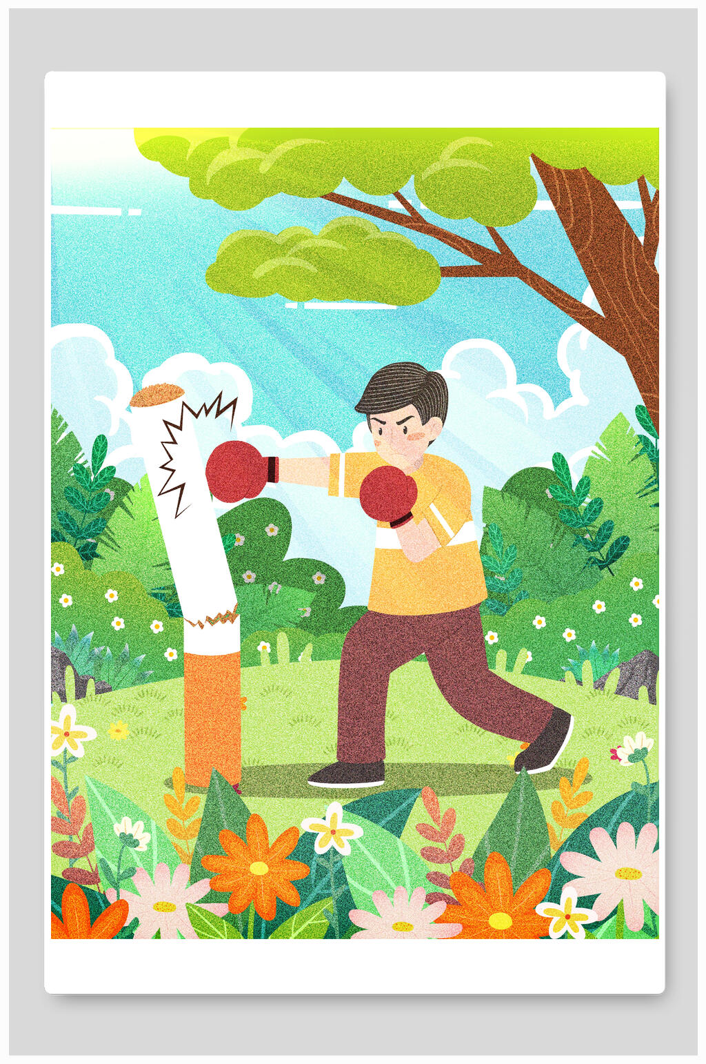 树木高级感大气绿色世界无烟日插画模板下载-编号2754825-众图网